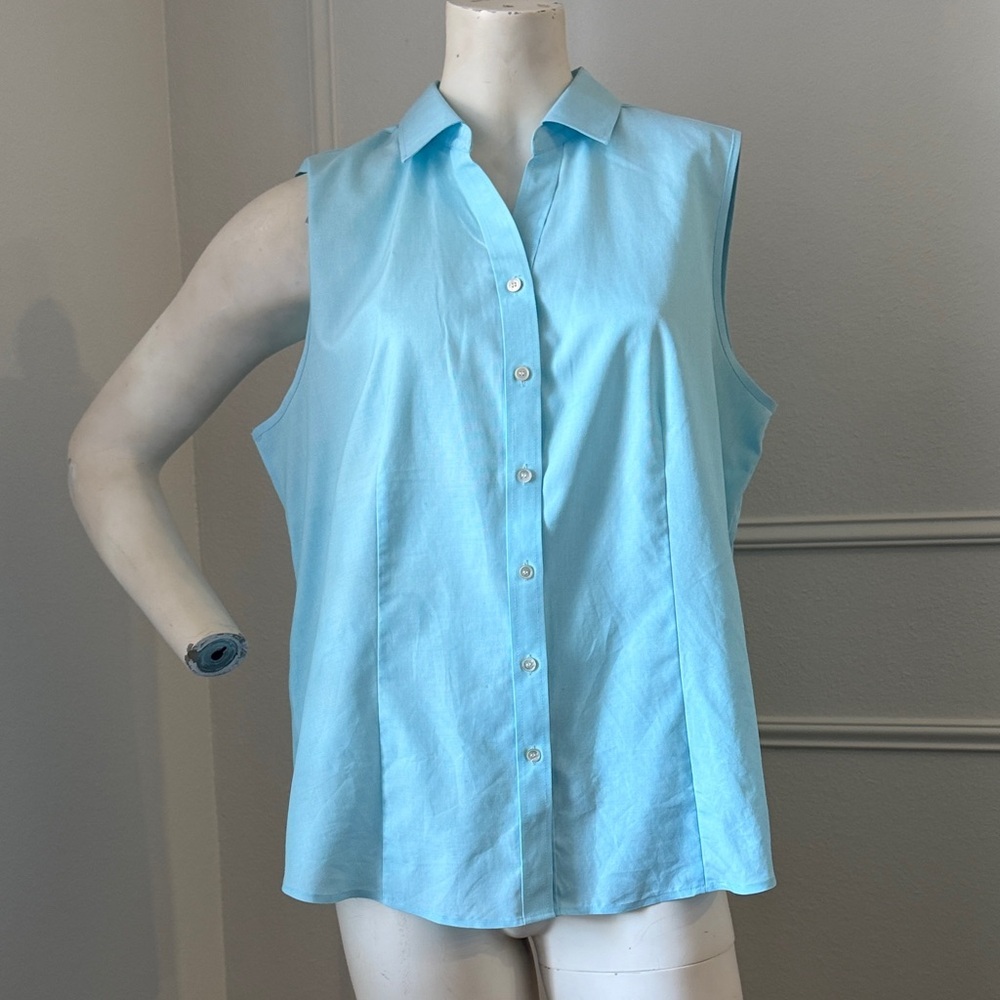 Talbots Sky Blue Sleeveless Button-Down Shirt